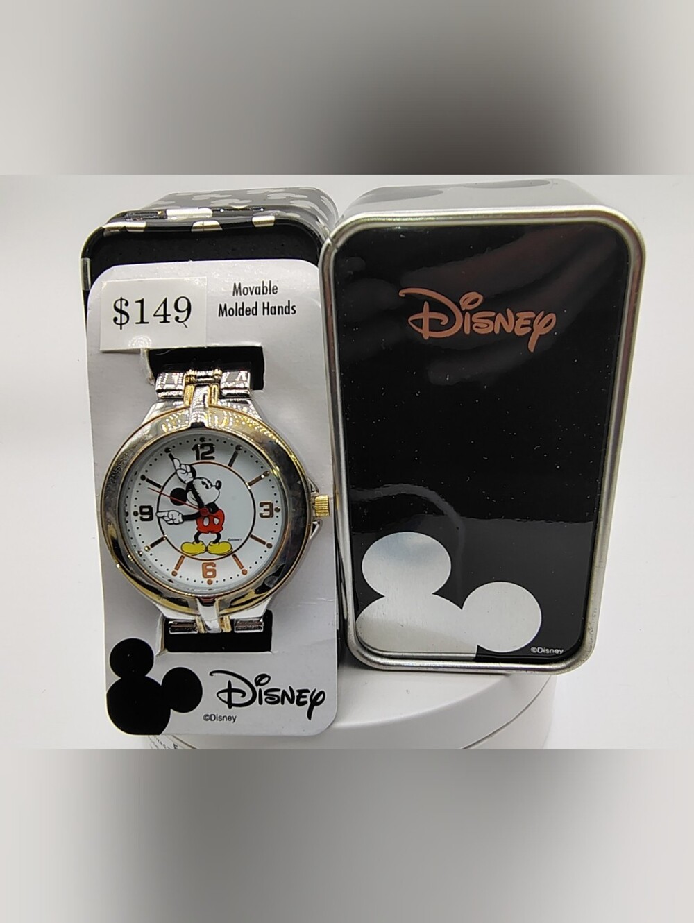 Vintage Mens Disney Mickey Mouse Two-Tone Watch – New in Tin Packaging